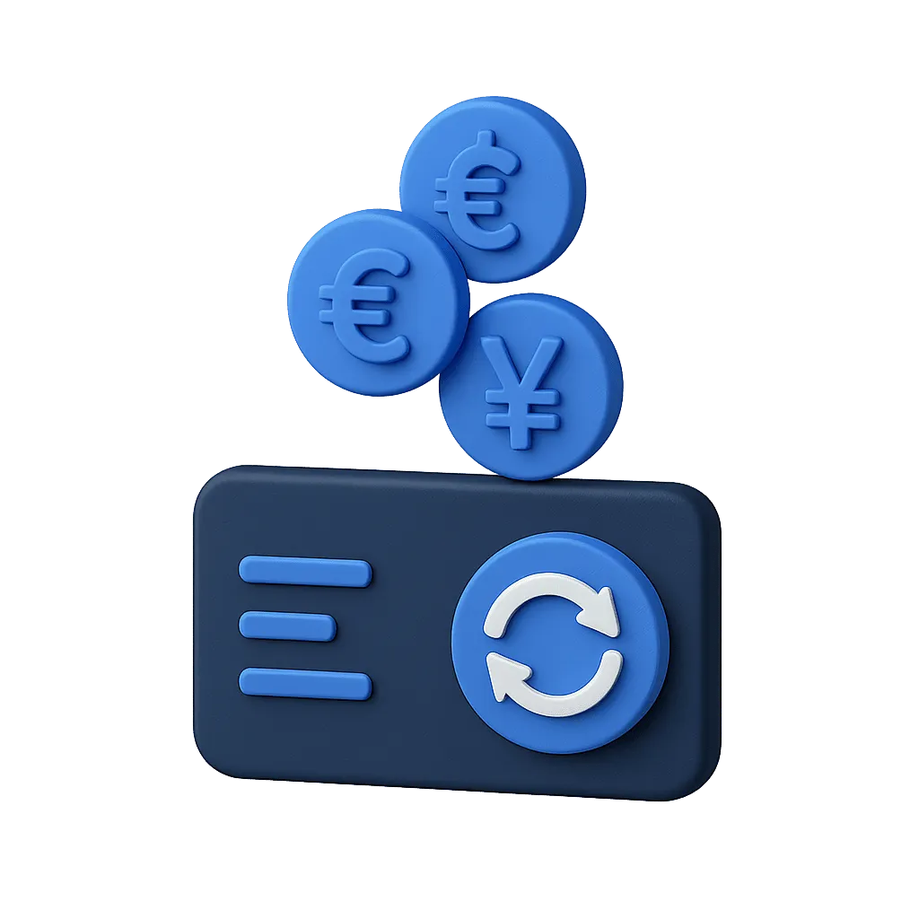 Multi-currency flexibility icon for corporate and personal accounts